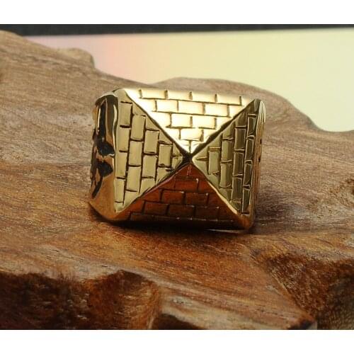 Stainless Steel Ancient Egyptian Pyramid Ring Pharaohs Eye Ornament of Horus Middle East