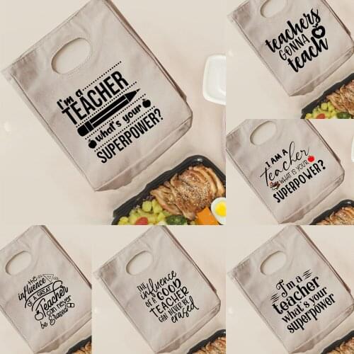 I'm A Teacher Whats Your Superower Print Causal Pouch Thermal Bags Funny School Food Storage Bags Foldable Travel Picnic Pouch