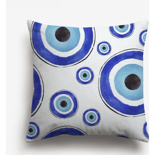 Turtish Evil Eye Cushion Covers Oil Painting Retro Vintage Islam Muslim Folk Mosque Pillow Cover Linen Pillowcase