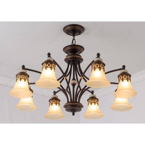 Vintage Ceiling Lamp Black Iron Glass Lampshade Pendant Chandelier E27 Bulb Luminaria Lamparas bar cafe hanging lamps