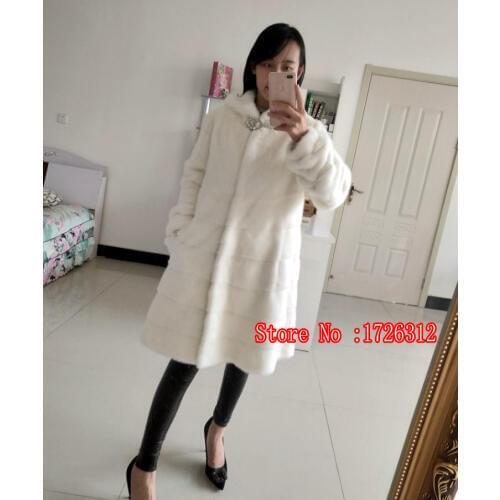 New RealNew real mink fur coat leather belt hat ladies autumn and winter warm jacket big skirt long section long sleeves outwear