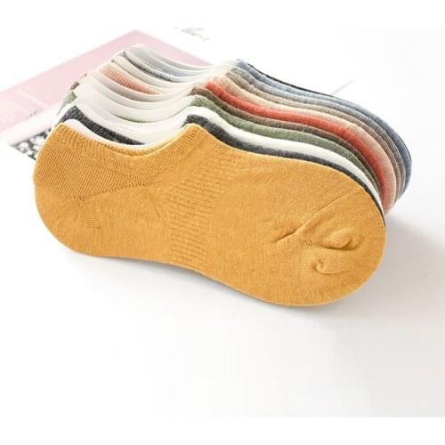 Johnature 2021 New Cotton Socks Casual Solid Color Breathable Ship Socks Non-slip Stealth Elastic Force Socks