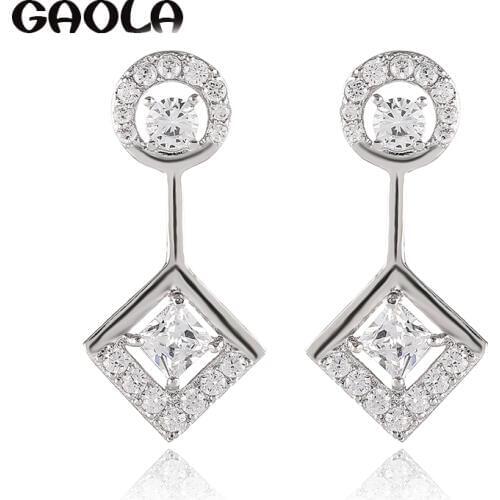 GAOLA Women Jewelry Cubic Zirconia Round And Square Stud Earrings Christmas Gift GLE9284B