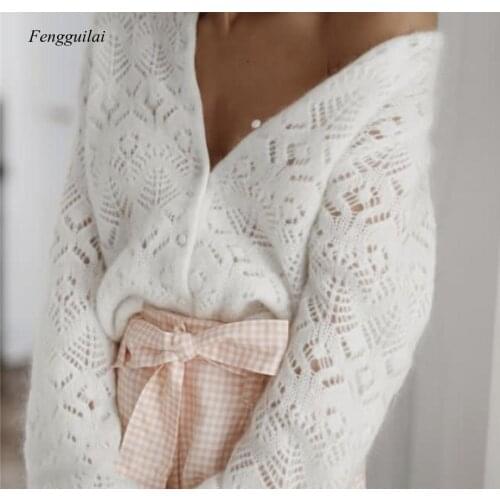 Women Sweater 2020 New Hollow Crocheted Mohair Cardigan