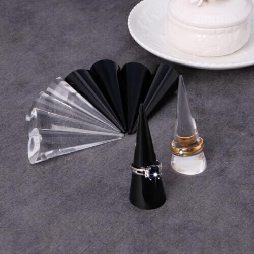 1pc Acrylic Finger Cone Ring Stand Jewelry Display Holder Show Case Organizer