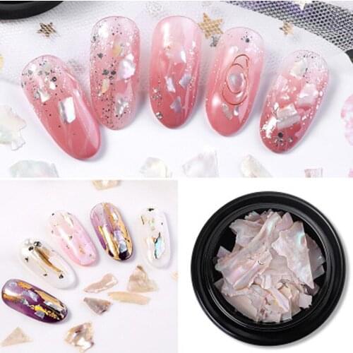 2g 1Box Nail Jewelry ultra-thin Natural Shell Piece Pearl Mirror Abalone Irregular Shell Nail Studs Flake Decoration New Style