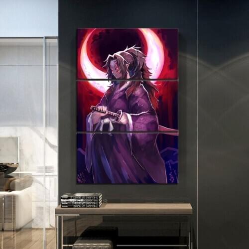 3pcs Kokushibou Demon Slayer Kimetsu No Yaiba Anime Poster Artwork HD Wall Paintings for Home Decor