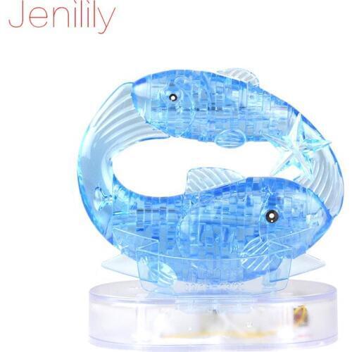 Jenilily 9042 3D Crystal Puzzle with Flash Light DIY Model Buliding Toy for Kids Home Decoration Constellation Series - Pisces