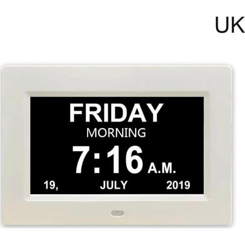 7 "Inch Digital Clock Calendar with Oversized Font Date Day Reminder for Elderly and Children Auto Dimming 9 Languages
