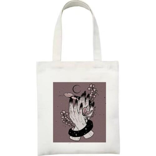 Abstract Hand Canvas Tote Bag Lady Handbag Harajuku Leicure And Environmental Protection Shoulder Bags Large Capacity Bag