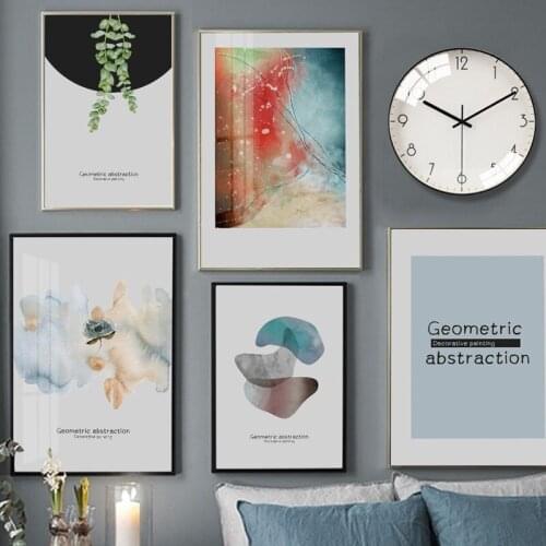 Colorful Agate Abstract Canvas Painting Golden Leaf Nordic Posters and Print Wall Art Pictures for Living room Modern Home Decor