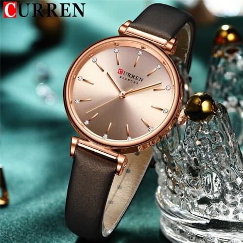 CURREN Women Watch Top Brand Luxury Gold Female Waterproof Clock Genuine Leather Bracelet Fashion Simple Ladies Wristwatch 9081