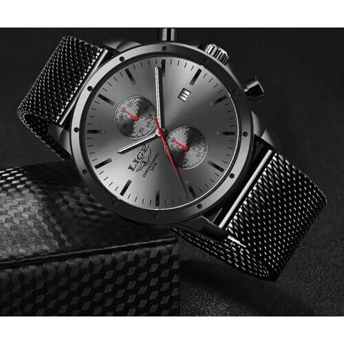 Watch Men 2020 Fashion Mens Watches Top Brand Luxury LIGE Casual Big Dial Waterproof Quartz Clock Mesh Belt Sport Chronograph