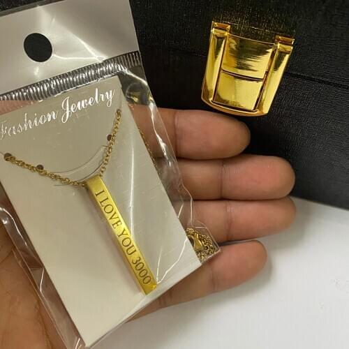 Four Sides Engraving Pendant Necklace Personalized Square Bar Custom Name Necklace Stainless Steel Jewelry Choker Women Men Gift