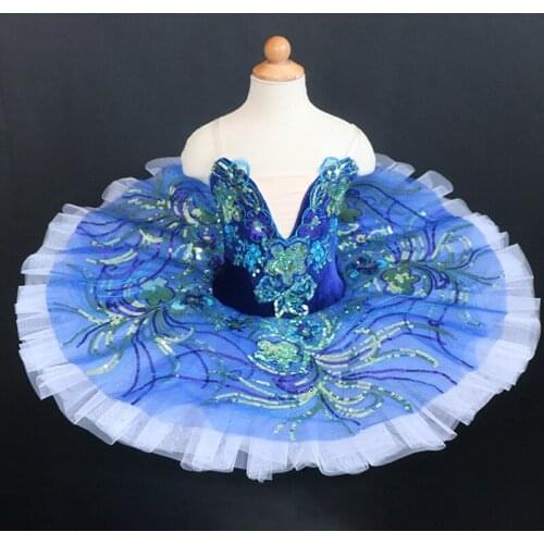 Blue Ballet Dress For Girls Tutu Kids Ballet Dance Costumes Ballerina Dress Professional Christmas Stage Children Party Dress