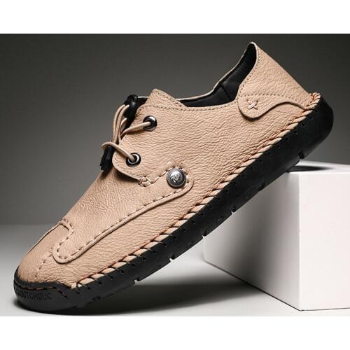 DM374 Comfortable Men Casual Shoes Loafers Men Shoes Quality Split Leather Mens Shoe Men Flats Hot Sale Moccasins Shoes Size 48