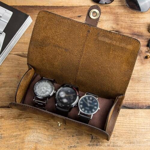 Watch Storage Display Box Faux Leather Roll Wrist Watches Pouch Container Gift Portable Travel Watch Case Wrist Organizer Holder