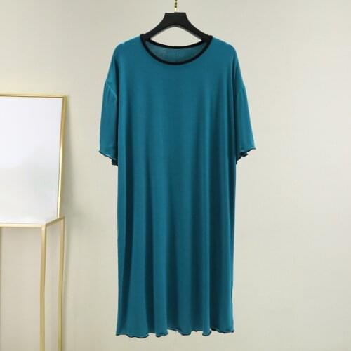Robe Female Sleepshirts Dress Nighties For Women Sleepwear Ladies Short Sleeved Night Skirt Comfy Ruffles Knee-length Loungewear