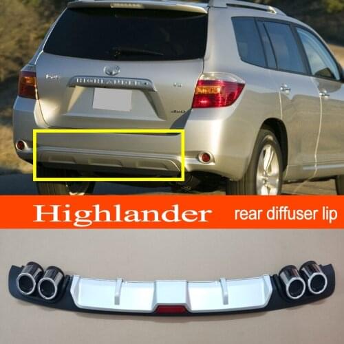 Highlander 07-13 ABS Plastic Silver / Black Car Rear Bumper Rear Diffuser Spoiler Lip for TOYOTA Highlander 2007-2013 Hatchback
