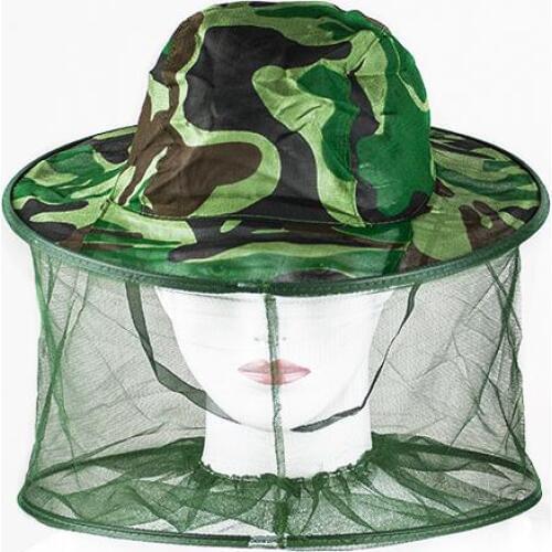Camouflage Men Fishing Cap Wide Brim Visor Sunshade Hunting Bee Keeping Mesh Hat Insects Mosquito Protecte Neck Head Cover