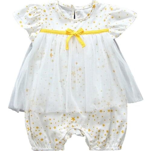 Baby Girls Clothes Newborn Summer Jumpsuit Infant Shorts Sleeve Romper Yarn skirt 0-12 Month