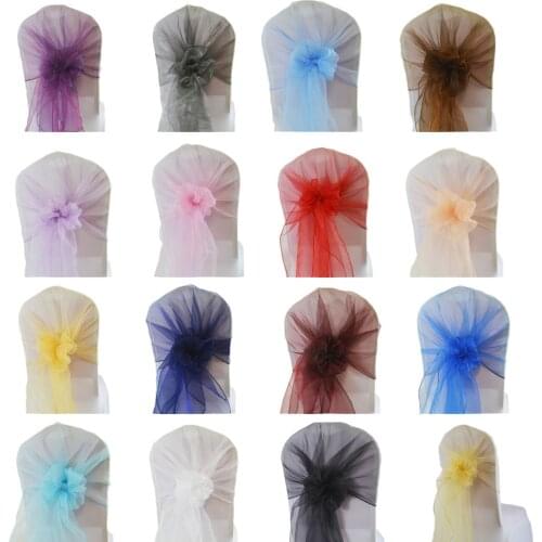 10/50pcs) 65*275cm Organza Sashes Chairs Band Hood Bow Cover For Birthday Party Chairs Knots Large Belt pack Wedding Decor