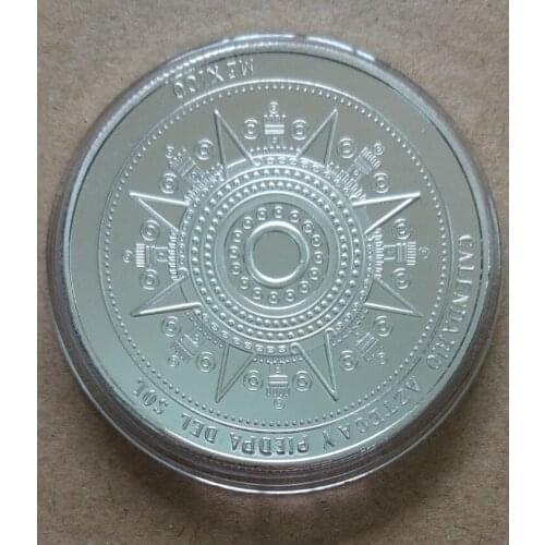Mexican Mayan Calendar Aztec Latin America Metal Coin Plated Commemorative Coin Badge medal for collectionSouvenir