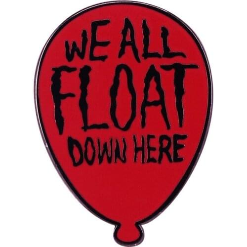 Movie Stephen Kings IT Pennywise Red Balloon We All Float Down Here Cartoon Metal Enamel Clothes Coat Lapel Badge Brooch Pin