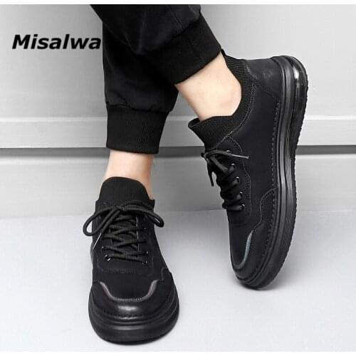 Misalwa Socks Style Men Leather Sneaker High Top Men Skate Shoes Handmade Casual Men Oxford Shoes Cushion Heel