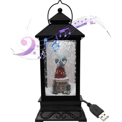 Musical Snow Lantern LEDs Fairy Lights Lamp Santa Claus Shaped Lighting with 3 Songs for Party Decoration Festival Kids Gifts