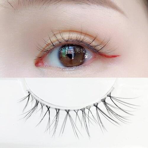 YOKPN handmade false eyelashes Natural eyelashes with long false eyelashes Thick cross nude makeup Transparent soft stem eyelash