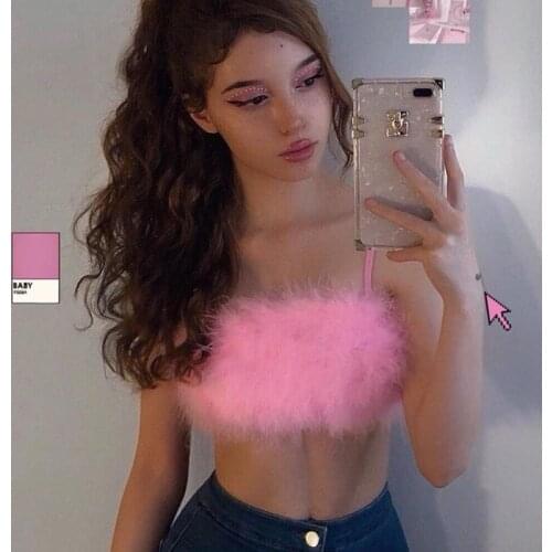 Summer And Autumn 2020 Europe And The United States Cross Border Womens New Popular Hairy Suspender Wrapped Chest