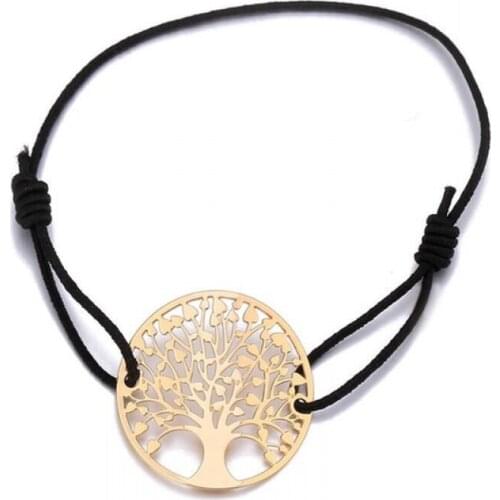 New Hollow Tree Of Life Bracelets For Women Simple Gold Tree Pendant Adjustable Rope Bracelets Fashion Jewelry Party Gifts 2021