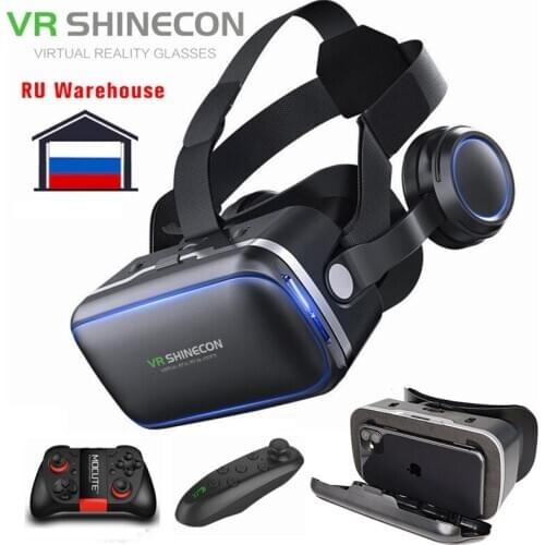 Shinecon 6.0 3D Casque VR Virtual Reality Glasses With Gamepad 3 D VR Goggles Headset Helmet Box For iPhone Android Controller