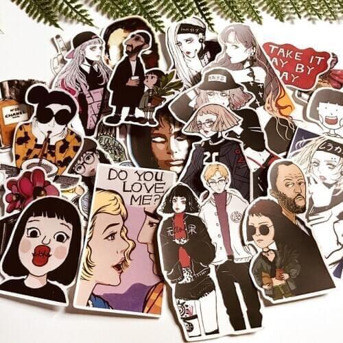 24PCS Punk girl and uncle Stickers Crafts And Scrapbooking book Decorative sticker DIY Stationery