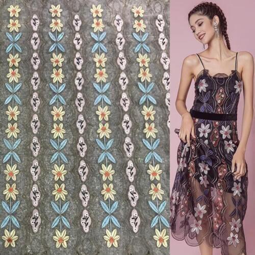 1 Yard Modern Organza Lace Flower Embroidered Tulle Lace Fabric Mesh Lace Material Fabric Sewing On Clothing Costumes DIY Craft