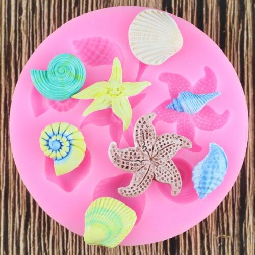 DIY Sea Creatures Conch Starfish Shell Fondant Silicone Molds Cake Decorating Tools Chocolate Candy Polymer Clay Moulds