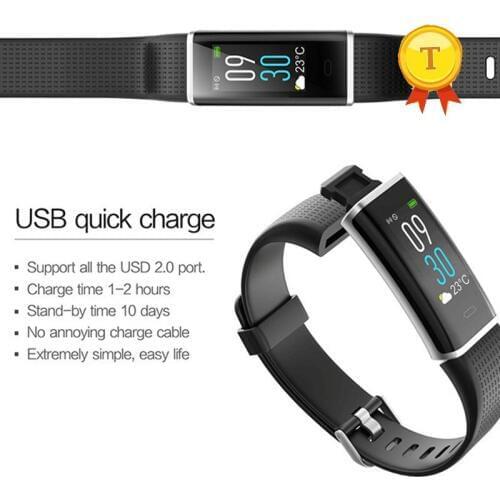 Promotion hot sales color dispaly smart band man woman heart rate sleep quality bracelet usb charge sport wristband for iphone 8