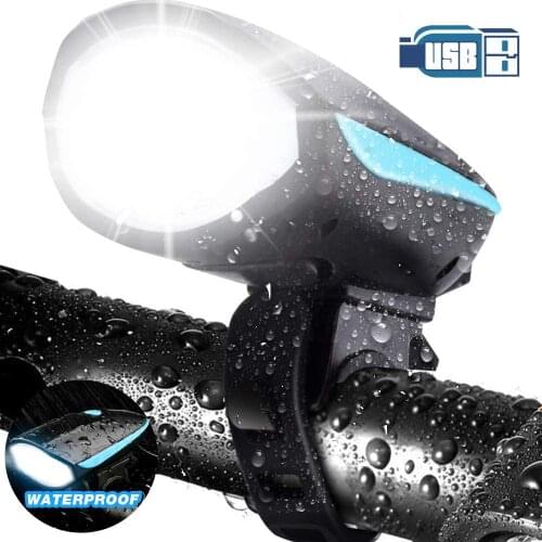 Bike Light with Loud Bike Horn Rechargeable Bicycle HeadLight Waterproof Cycling Front Lights with 3 Lighting Modes 5 Sounds