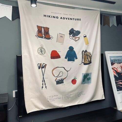 Hiking Adventure Backgound Cloth Outdoor Mat Beach Throw Rug Blanket Travel Camping Towel Wall Hanging Tapestry