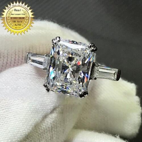 Solid 18K Gold 2ct Moissanite Diamond Ring D color VVS With national certificate 0014