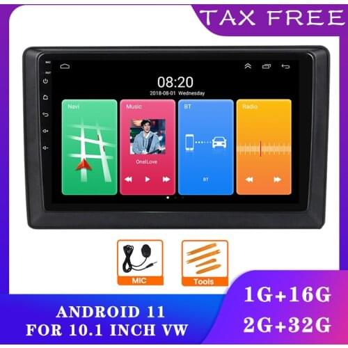 Android 11 2.5D screen RDS AM FM car video 10.1 "VW 2 + 32GB car dvd player radio GPS WIFI mirror link stereo Universal