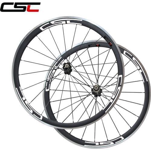 CSC Alloy brake track 23mm width 38mm clincher carbon road bicycle wheelset novatec hub + sapim or pillar 1420 or CN 424 spokes
