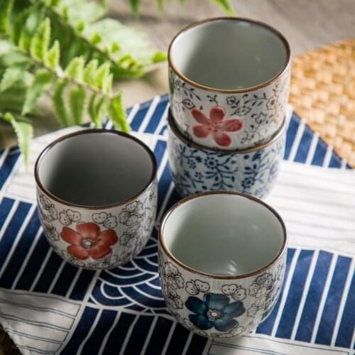 Yamada-yaki Japanese ceramic antique tableware, hand-painted underglaze water cup 2.5 inch tea cup coffee cup