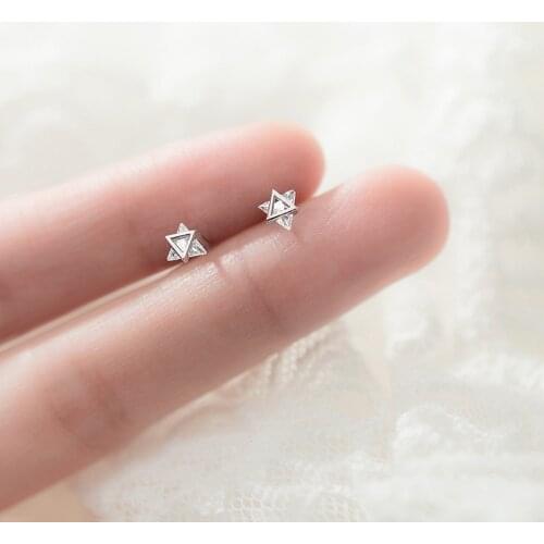 Modian Fashion Geometric Ear Studs for Women Genuine 925 Sterling Silver Cute Tiny Triangle Stud Earring Fine Jewelry Girl Gift