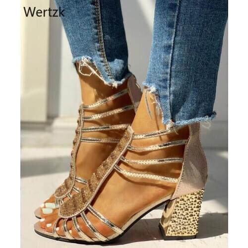 Woman Sandals Shoes Sandalias Mujer 2020 Summer Style Wedges Pumps High Heels Slip on Bling Fashion Gladiator Shoes Women J029