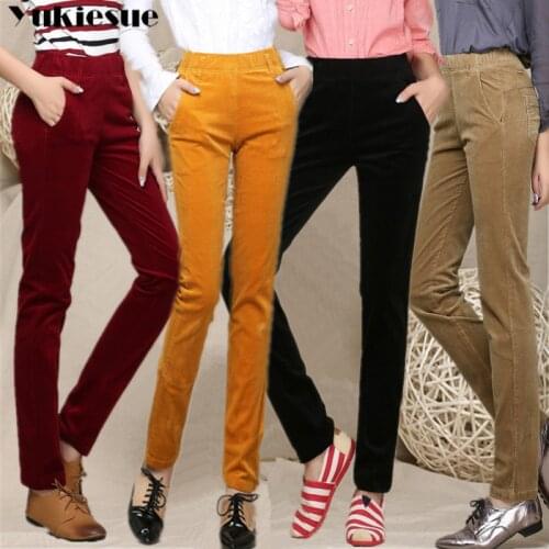 Corduory harem pants for women 2018 winter thick OL office work wear skinny pants female trousers womens leggings plus size