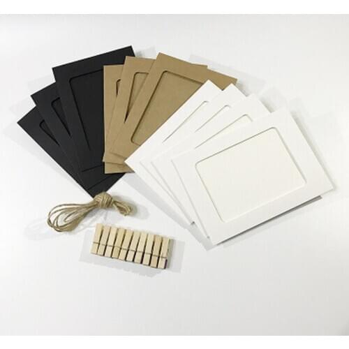 10PCS 3 Inch DIY Photo Frame Wooden Clip Paper Photo Frame Wall Decoration for 2020 Wedding Party Display Shadow Box Frame