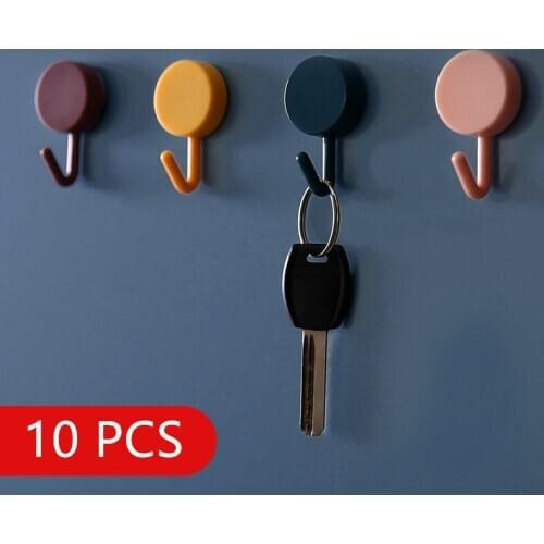 10PCS color-blocking simple hook without punching hook minimalist decor hooks for hanging wall hook wall key holder