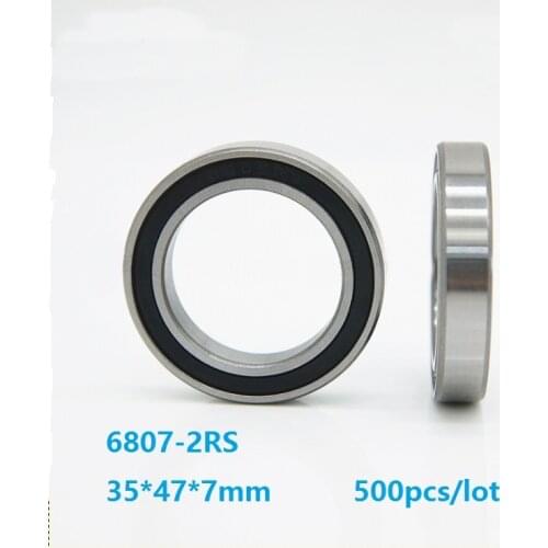 500pcs/lot 6807-2RS 6807RS 6807 2RS High Quality Thin Wall Deep Groove Ball bearing 35×47×7mm Double rubber cover 35*47*7mm